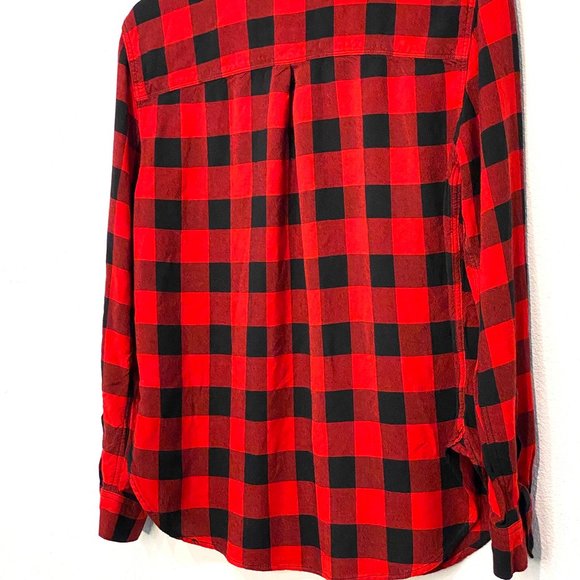 Levis Boyfriend Fit Plaid Long Sleeve Button Down Shirt Top Medium - Picture 5 of 9